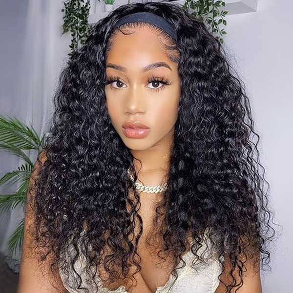 OhMyPretty Water Wave Human Hair Headband Wig