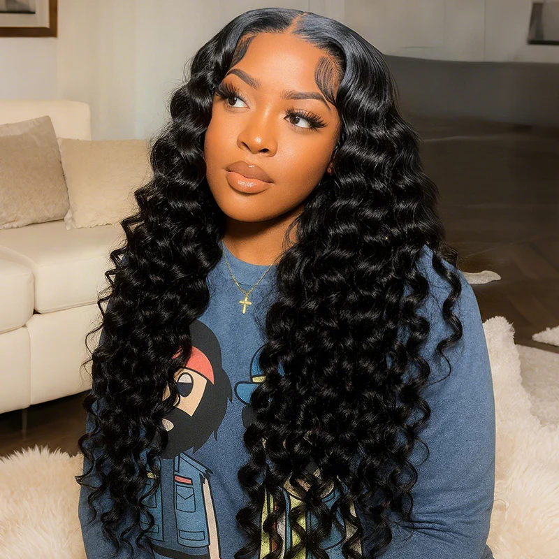 New In Loose Curly M-Cap 9x6 Wear Go Wig Pre-Bleached Knots Loose Deep Glueless Wig