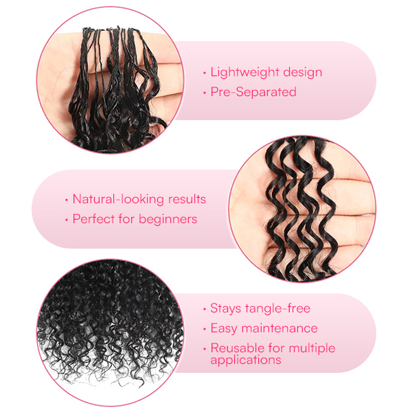 Kinky Curly Crochet Human Hair for Natural Boho Braids Miracle Knots Ready Time-Saving Pre-Separated Tangle Free