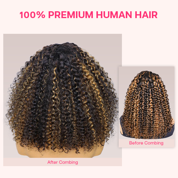 OhMyPretty Highlight Wear Go Half Wig 3 IN 1 Water Wave Flip Over Wig For Beginner Invisible Hairline