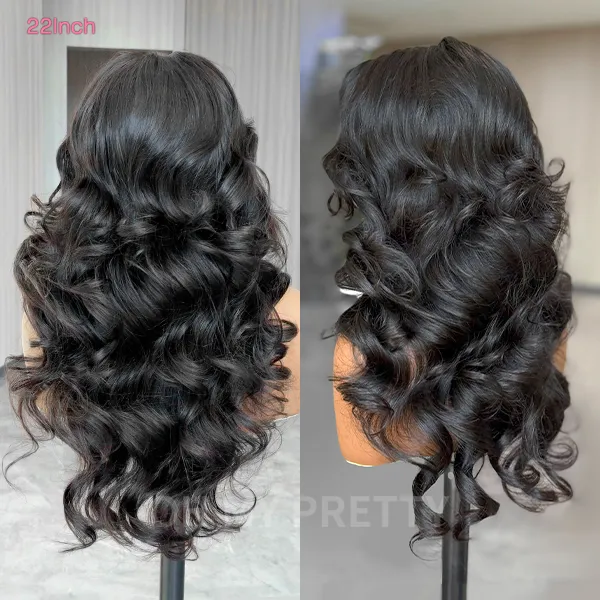 Ultra Natural Layered Cut Loose Body Wave Invisi Draw Strings U Part Wig 100% Human Hair