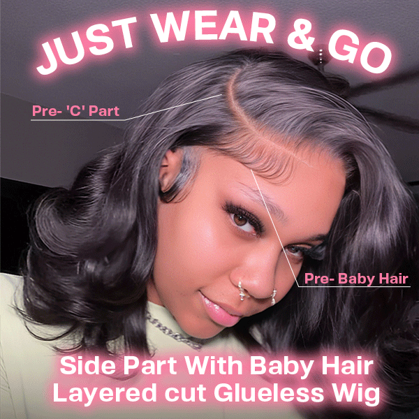 Side Part Layer Cut Body Wave 9x6 M Cap Wear Go Glueless Wig Invisi Draw Strings With Baby Hair Pre Bleached Single Knots