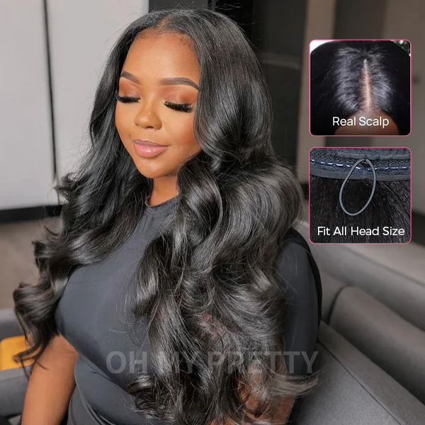 Ultra Natural Butterfly Cut Layer Loose Body Wave Invisi Draw Strings U Part Wig 100% Human Hair