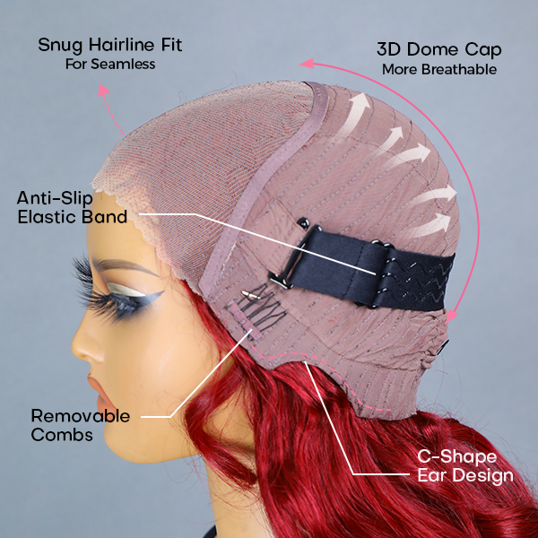 OhMyPretty Wear Go Glueless 99J Color Body Wave 6x4 Lace Wig With Pre-plucked Hairline Tiny Knots Pre-Cut Zig Zag Lace