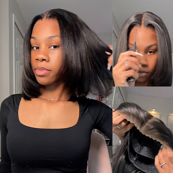 yaki straight layered bob wigs t part