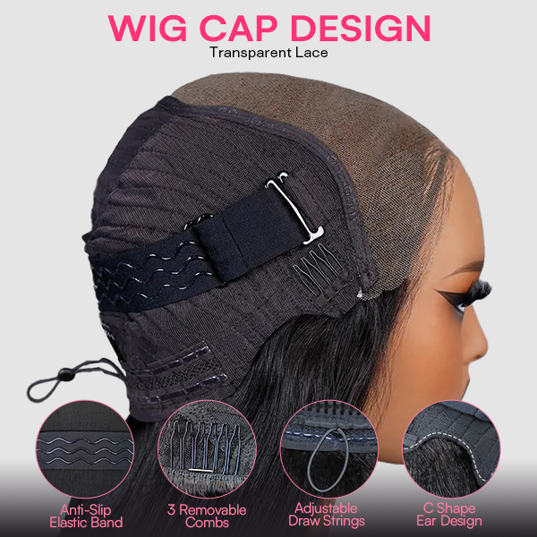 OhMyPretty Wear Go Glueless 9x6 Lace Straight Wig M Cap Super Natural Hairline Silky Human Hair  Mini Knots Pre plucked &Pre Bleached & Pre Cut