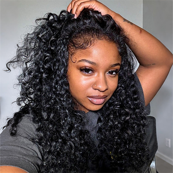 OhMyPretty Wear Go Half Wig 3 IN 1 Indian Curly Flip Over Wig Invisible Hairline Draw-strings For Beginner Beach Curly Wig