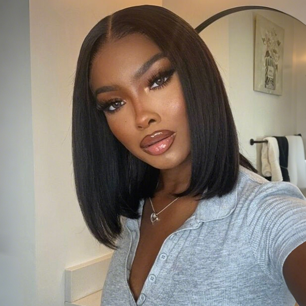 OhMyPretty Wear Go Straight Bob 7x5 Lace Glueless Short Wig 100% Human Hair Beginner Friendly