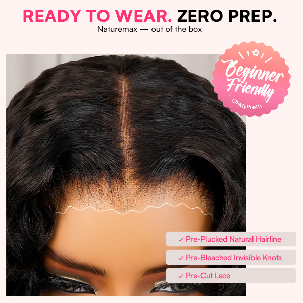 OhMyPretty Wear Go Glueless Deep Wave 9x6 Lace Wig M Cap Pre-Bleached Mini Knots Pre-Plucked