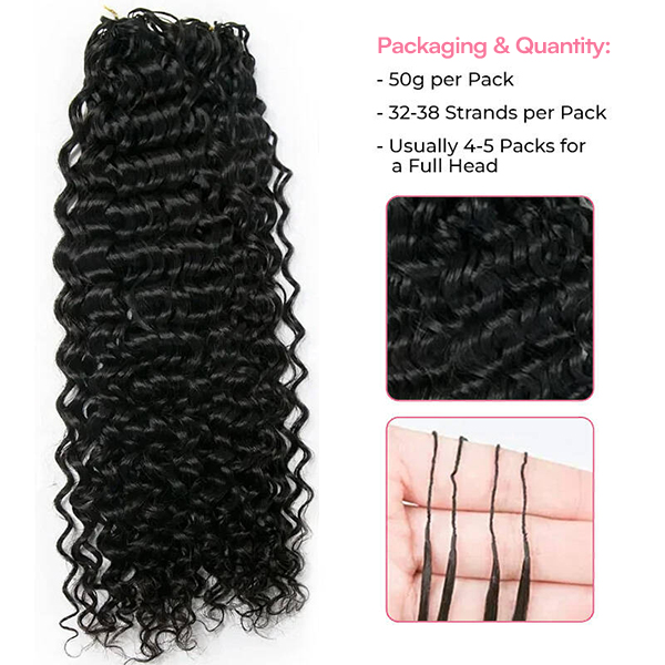 Water Wave Crochet Human Hair for Natural Boho Braids Miracle Knots Ready Time-Saving Pre-Separated Tangle Free