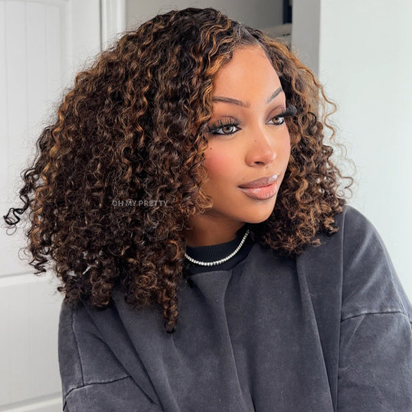 Blonde Highlight Water Wave Side Part Style Wear Go 7x5 Lace Glueless Wigs With Natural Hairline And Pre-cut Lace Flash Sale