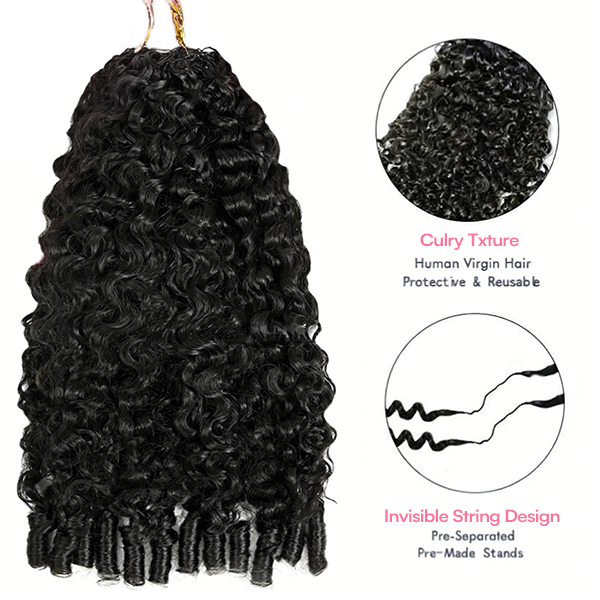 Burmese Curly Crochet Human Hair for Natural Boho Braids Miracle Knots Ready Time-Saving Pre-Separated Tangle Free