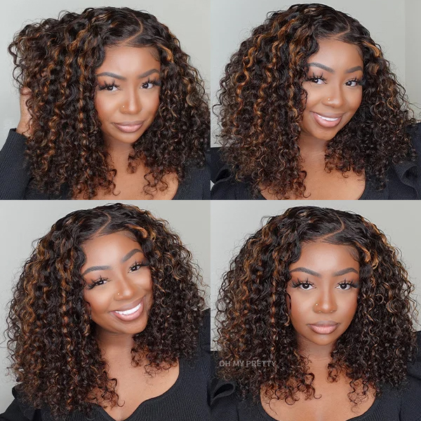 Blonde Highlight Water Wave Side Part Style Wear Go 7x5 Lace Glueless Wigs With Natural Hairline And Pre-cut Lace Flash Sale