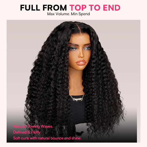OhMyPretty Wear Go Glueless Deep Wave 9x6 Lace Wig M Cap Pre-Bleached Mini Knots Pre-Plucked