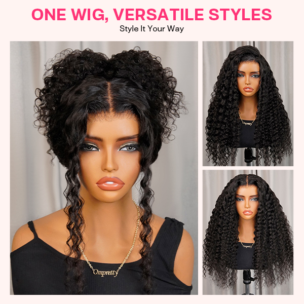 OhMyPretty Wear Go Glueless Deep Wave 9x6 Lace Wig M Cap Pre-Bleached Mini Knots Pre-Plucked