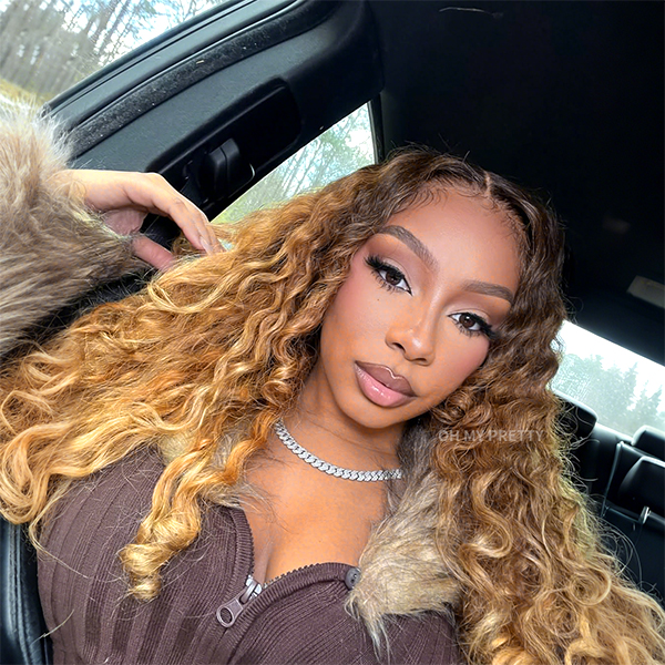 Honey Blonde Light Highlight Wear Go Glueless Water Wave Wig 7x5 Pre-cut Pre-plucked Bleached Knots Wig 100% Human Hair Flash Sale