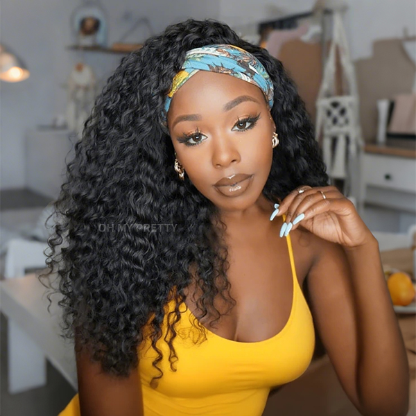 OhMyPretty Water Wave Human Hair Headband Wig