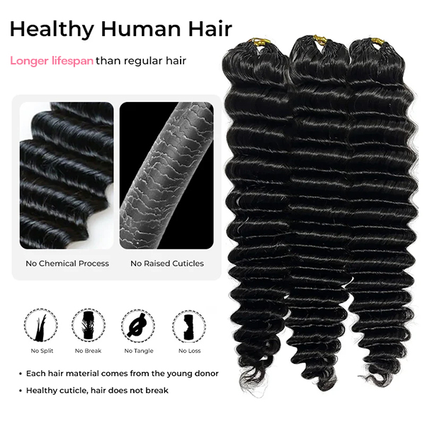 Deep Wave Crochet Human Hair for Natural Boho Braids Miracle Knots Ready Time-Saving Pre-Separated Tangle Free
