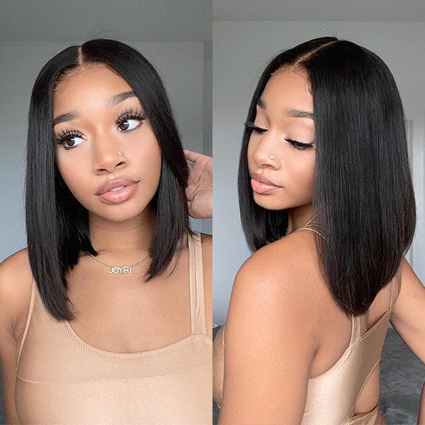 OhMyPretty Wear Go Straight Bob 6x4 HD Lace Glueless Short Wig 100% Human Hair Beginner Friendly
