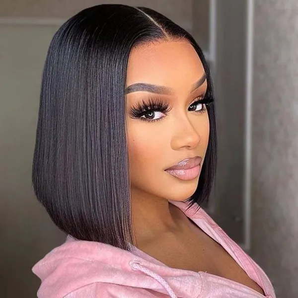 OhMyPretty Wear Go Straight Bob 6x4 HD Lace Glueless Short Wig 100% Human Hair Beginner Friendly