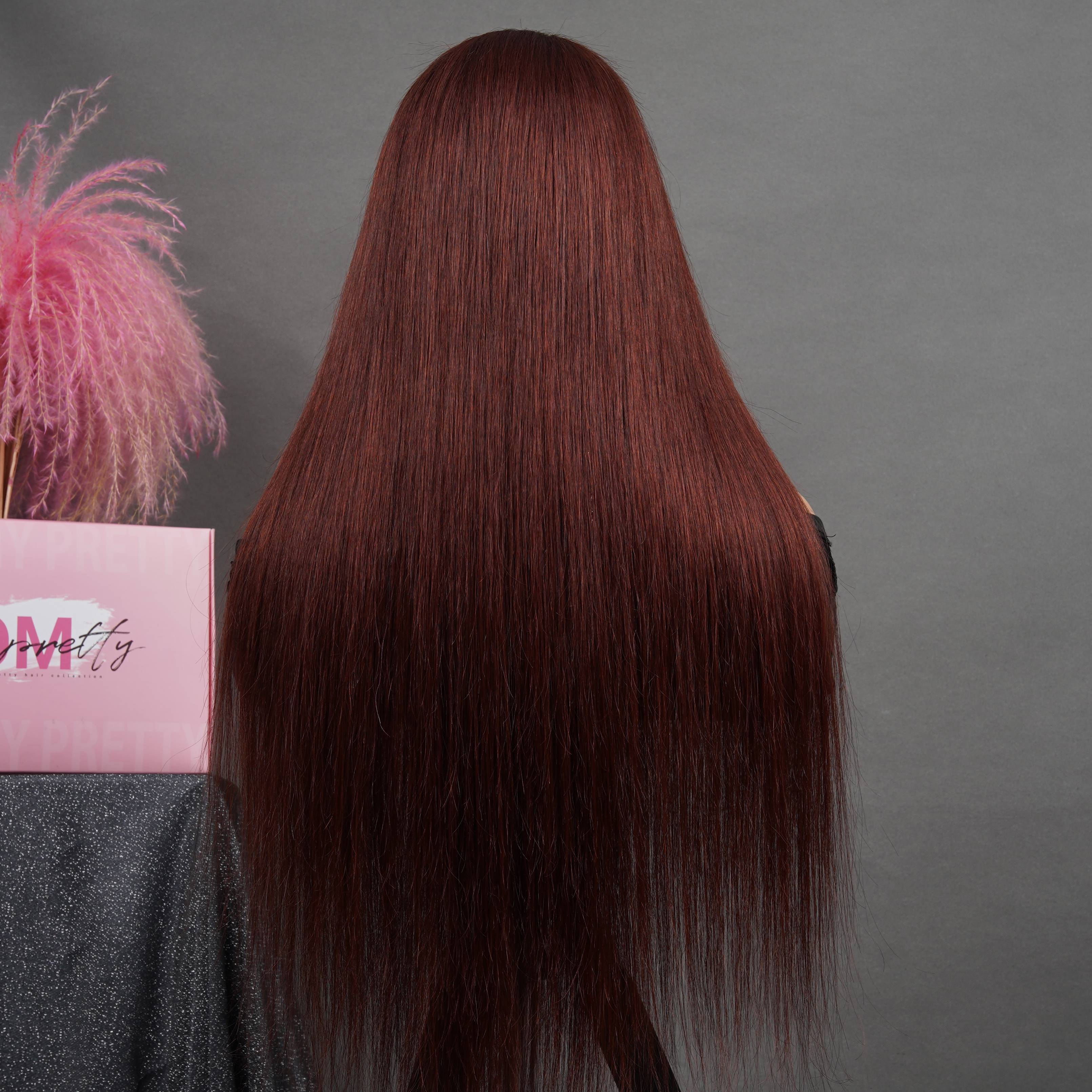 OhMyPretty Wear Go Glueless Reddish Brown Color Straight 6x4 Lace Wig With Pre-plucked Hairline Pre-Cut Zig Zag Lace Mini Knots