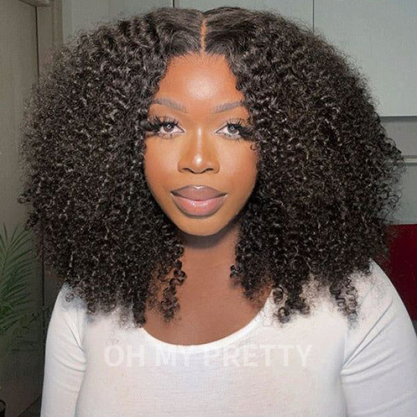 180 density afro curly v part wig 