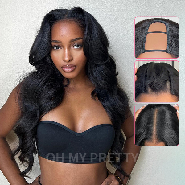 Ultra Natural Butterfly Cut Layer Loose Body Wave Invisi Draw Strings U Part Wig 100% Human Hair
