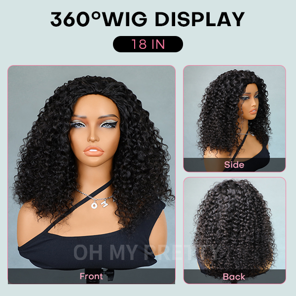 18 inch water wave half wig