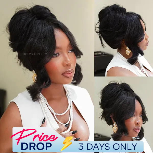 OMpretty 360 Body Wave Invisi Draw Strings Wear Go Glueless Pre-Bleached And Pre-Cut Lace Human Hair Wig
