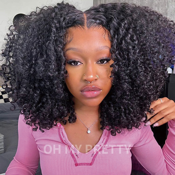 afro curly v part wig no lace