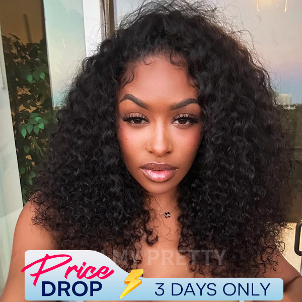 OhMyPretty Wear Go Half Wig 3 IN 1 Water Wave Flip Over Wig Invisible Hairline Draw-strings For Beginner