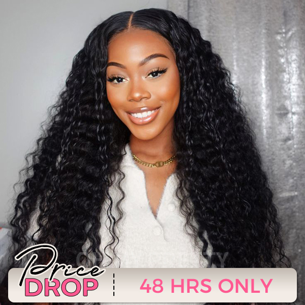 OhMyPretty Glueless Water Wave Wear Go 7x5 Lace Wig With Pre-plucked Edges Super Pre-bleached Knots Secure 3D Dome Cap