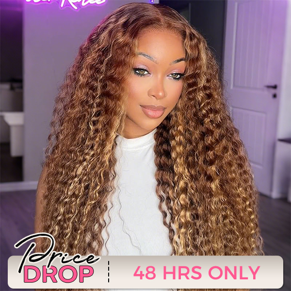 OhMyPretty Wear Go Glueless Highlight Brown Deep Wave 7x5 Lace Wig With Pre-plucked Hairline Secure 3D Dome Cap