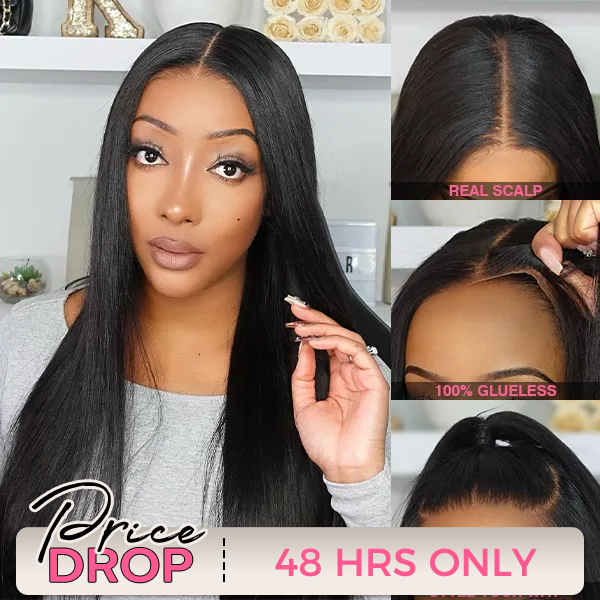 OhMyPretty Wear Go Glueless 7x5 Lace Straight Wig Super Natural Hairline Silky Human Hair Pre plucked &Pre Bleached & Pre Cut