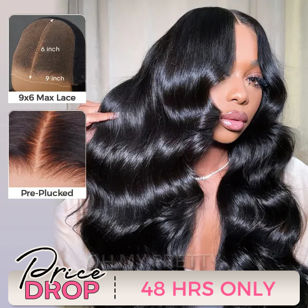 OhMyPretty Wear Go Glueless 9x6 Lace Body Wave Wig M Cap Pre Cut Lace with Natural Hairline Mini Knots