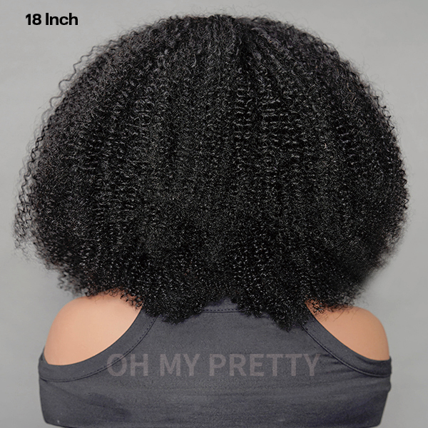 18 inch afro curly v part wig 