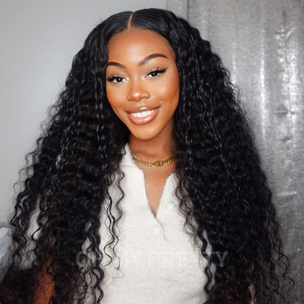 OhMyPretty Glueless Water Wave Wear Go 6X4 HD Lace Wig With Pre-plucked Edges Super Pre-bleached Knots Secure 3D Dome Cap