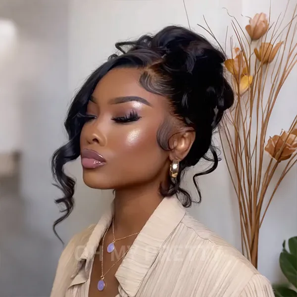 OMpretty 360 Body Wave Invisi Drawstring Wear Go Glueless Pre-Bleached And Pre-Cut Lace Human Hair Wig