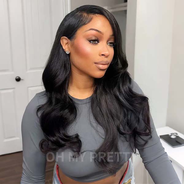 OhMyPretty Wear Go Glueless 9x6 Lace Body Wave Wig M Cap Pre Cut Lace with Natural Hairline Mini Knots