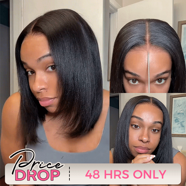 Ultra Natural Wear Go Layered Cut Yaki Straight Invisi Draw Strings Silky Bob 9x6 Tpart Lace Glueless Wig | Classic & Chic