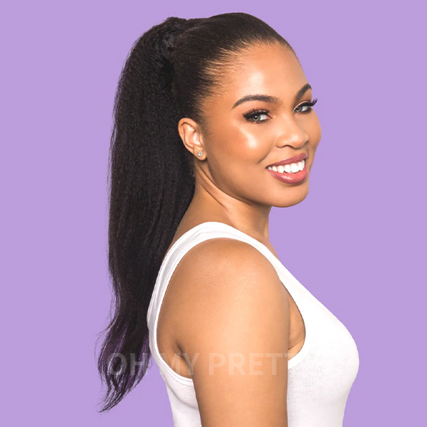 OhMyPretty Kinky Straight Drawstring Ponytail With InvisiFit Strap 100% Human Hair Extension