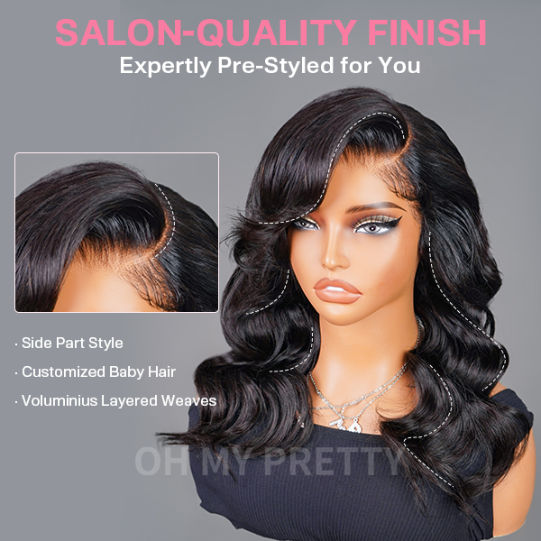 Side Part Layer Cut Body Wave 9x6 M Cap Wear Go Glueless Wig With Baby Hair Pre Bleached Single Knots Pre Cut Lace Pre Plucked Hairline