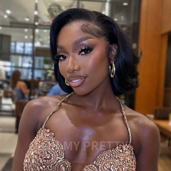 OhMyPretty Body Wave M-Cap 9x6 Wear Go Glueless Wig Short Bob Wig Mini Knots