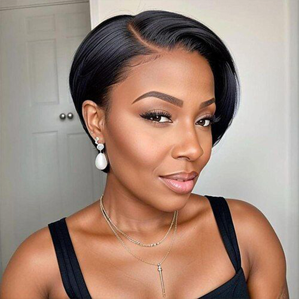 OhMyPretty Straight Pixie Haircut 13*4 Bob Lace Frontal wig