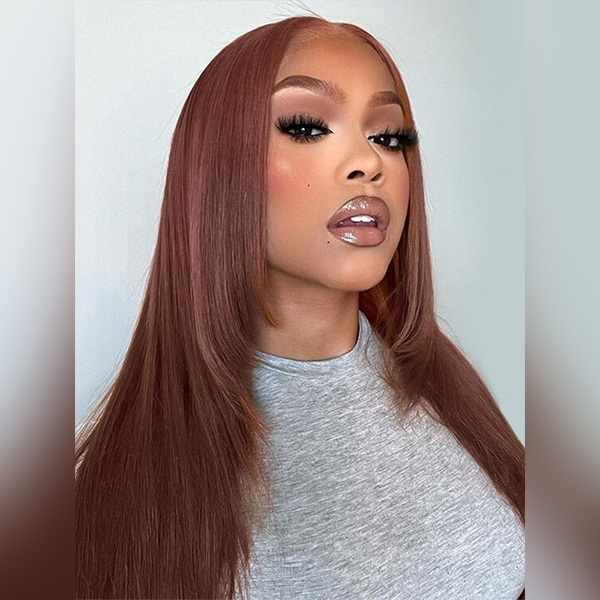 OhMyPretty Glueless Layered Cut Reddish Brown Straight Wear Go 6x4 HD Lace Wigs Pre-Plucked Hairline Pre-Cut HD Lace Tiny Knots