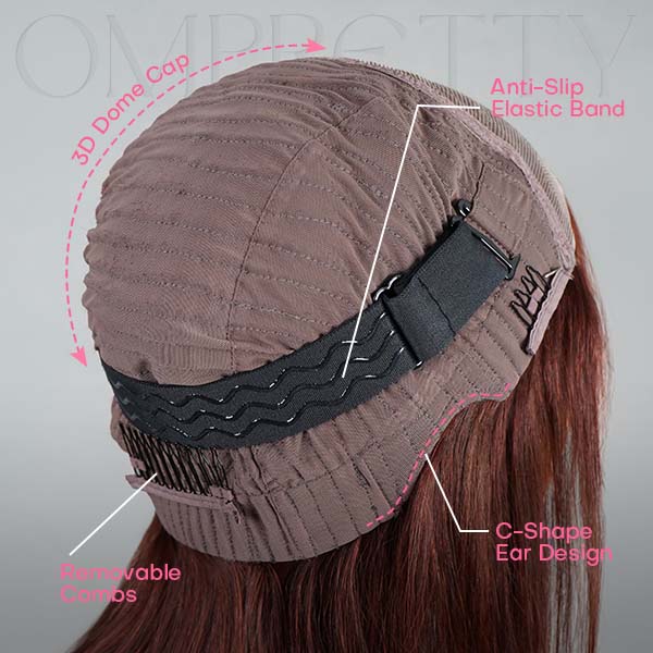 Reddish Brown Color 6x4 Wear Go Wig Layered Cut Bob Yaki Straight Glueless Wig