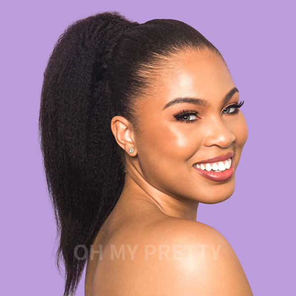 OhMyPretty Kinky Straight Drawstring Ponytail With InvisiFit Strap 100% Human Hair Extension