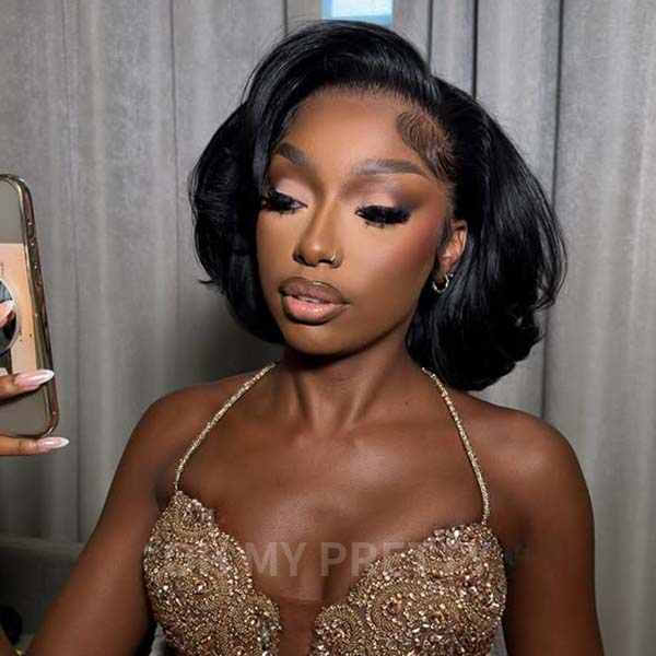 OhMyPretty Body Wave M-Cap 9x6 Wear Go Glueless Wig Short Bob Wig Mini Knots