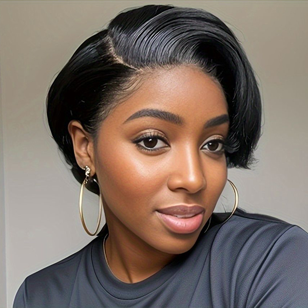 OhMyPretty Straight Pixie Haircut 13*4 Bob Lace Frontal wig