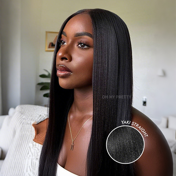 OhMyPretty M Cap Yaki Straight 9x6 Wear Go Wig Pre-Bleached Tiny Knots Glueless Wig Human Hair